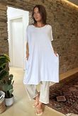 Made in Italy Perfect Pocketed T Shirt Dress White /88 =